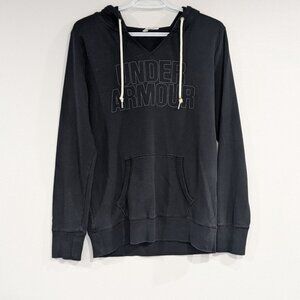 Under Armour Split Neck Hoodie Hooded Sweatshirt Black Size Small